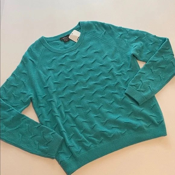 NWT Pure Amici turquoise blue cashmere crew neck sweater size M - Picture 1 of 7